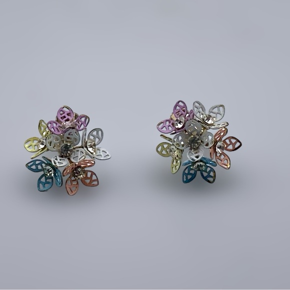 Vintage 50s Pastel Filigree Floral Necklace and Earring  Set - Picture 11 of 16